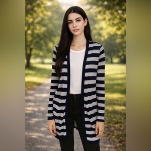 CATO Navy White Striped Lightweight Cardigan